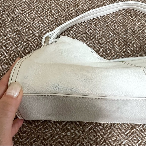 Vtg Kenneth Cole Reaction White Leather Rectangular Y2K Handbag Grunge Preppy - Picture 2 of 9